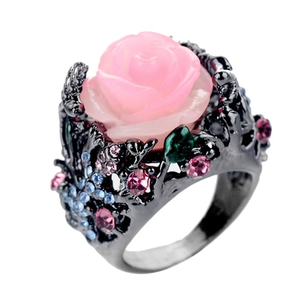 Dekorativ ring Fint utseende Rhinestone Flower Design Dame Ring Smykker Tilbehør US 9