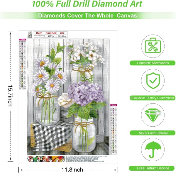 Diamantmaleri Blomst, Full Diamantmaleri Sett Tusenfryd