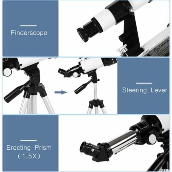 Model 30070 Højtydende Monokular 150X HD Astronomisk Teleskop, Hvid - Hvid