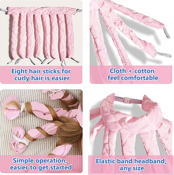 Blæksprutte Hår Curlers (Pink), Varmefrit Krøller Varmefrit Hår