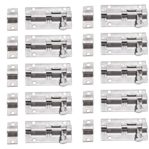 10pcs 2"X1" Stainless Steel Automatic Gate Latch Hardware for Shed Doors and Windows (With Screws)