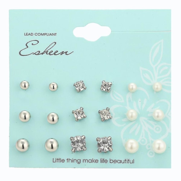 örhängen Set Rhinestone Faux Pearl Ear Studs Örhängen för dagligt bruk