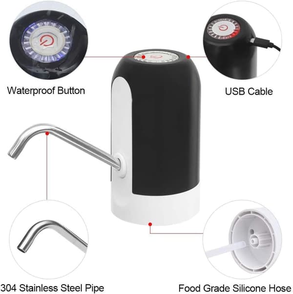 Vedenjakaja, 5 Gallon USB Ladattava Vedenpullopumppu