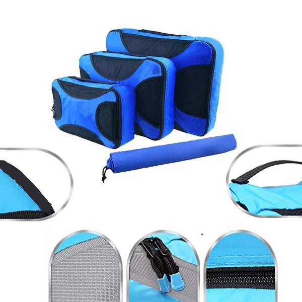 Compression Packing Cubes Bag för resor Expanderbar packbox blue