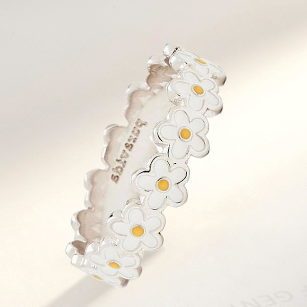 Damring Anti-Missfärgning Marguerite Blomform Finger Ring Modeaccessoar För Present US 8