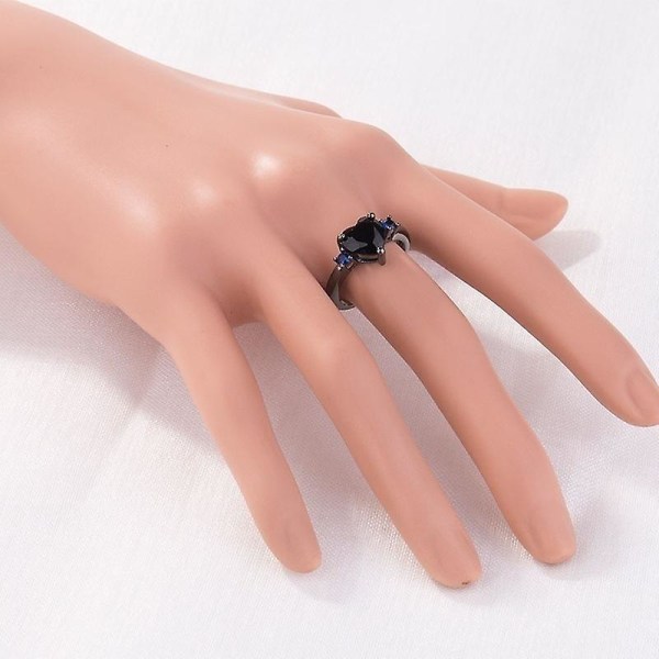 Populärt par romantiska parring mode smycken jubileum bröllop svart hjärta cubic zirconia ring set älskare gåva Male