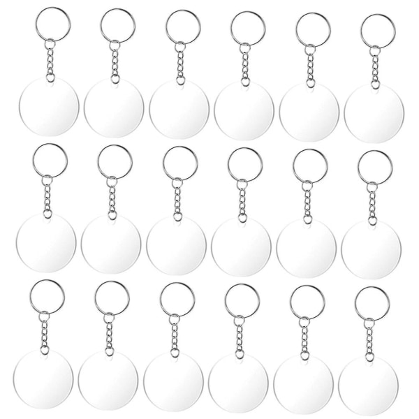 60 kpl pyöreä akryyli avaimenperä DIY-setti (akryyli avaimenperän aihio, avainrengas)
