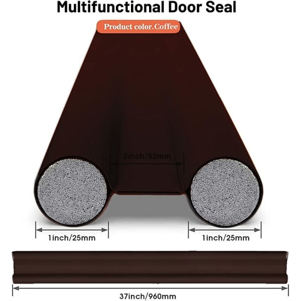 Dørforsegling i kaffefarge, dørbunnsforsegling, strimmel for soverom, vindtett, vindskjerm, varmeisolasjon og lyddemping. Su