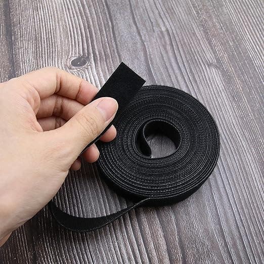 1 rulle sorte 20 mm*5 m genanvendelige kabelbindere, multifunktionelle