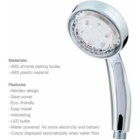 Farget LED dusjhode, flerfarget, universell passform