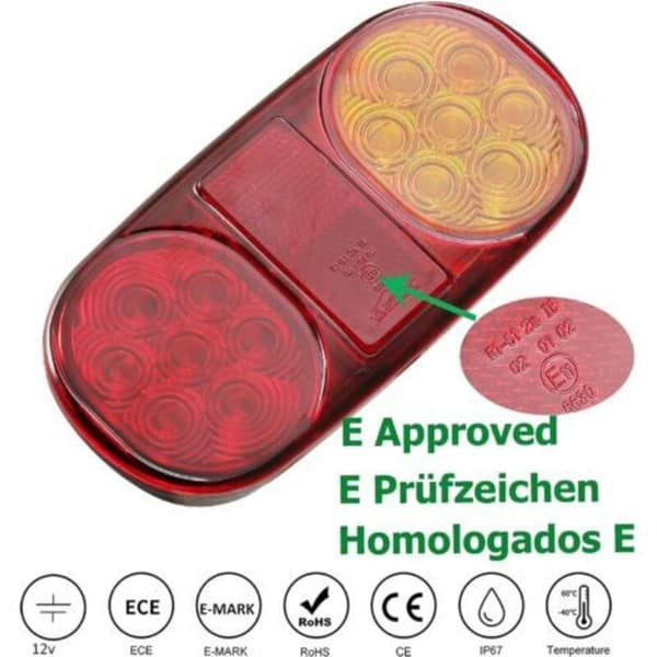12V LED tilhengerlys, 2 stk vanntette LED tilhengerbaklys