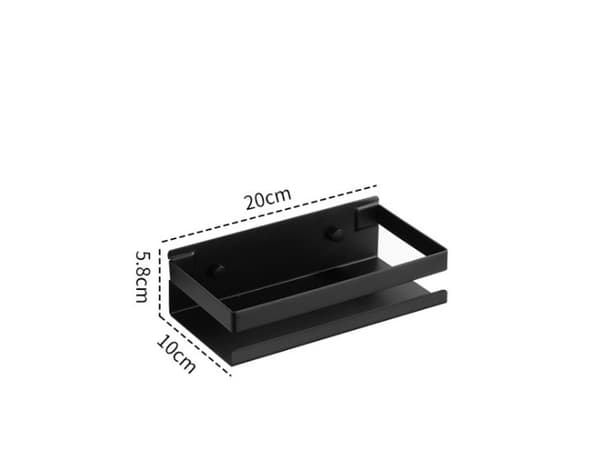Vægmonteret opbevaringsstativ, 304 rustfrit stål stativ, multifunktionsstativ til køkkenudstyr (sort 20cm)