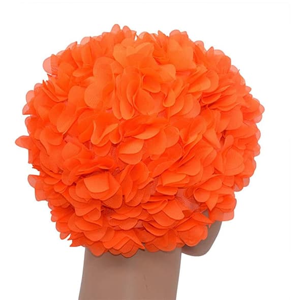Badehætte til kvinder i retrostil med blomsterprint, orange,