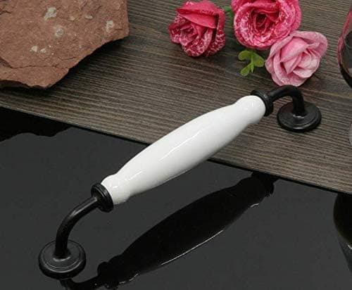 2 hvide bueformede greb skabslåger greb skuffer greb møbelgreb dørknapper møbelknapper keramisk dørgreb (afstand 160mm, 10 stk)