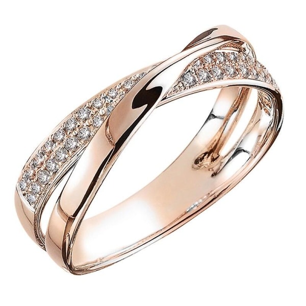 Mote Ny To Tone X Form Cross Ring For Kvinner Bryllup Trendy Smykker Blendende Cz Stone Store Moderne Ringer Anillos Rose Gold