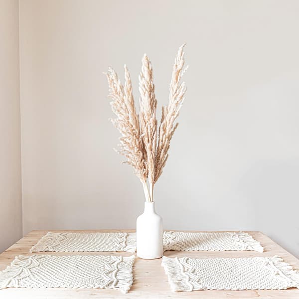 Makramé Brikker Sett med 4 - Håndvevde Boho Brikker - Moderne