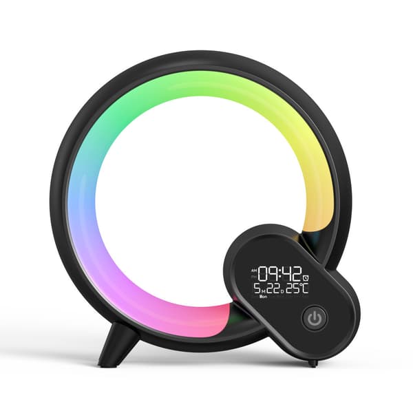 Sort vækkeur lys dæmpet RGB soveværelse sengelampe black