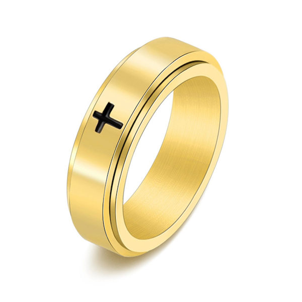 Kvinde Ring Unisex Rustfrit Stål Roterende Stressaflastende Fingerring Til Daglig Brug Golden US 9