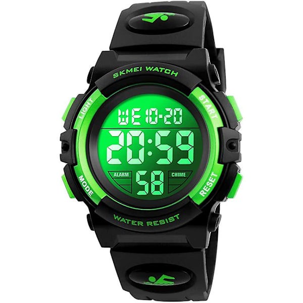Barn Digital Klocka Utomhus Sport 50m Vattentät Elektroniska Klockor Alarmklocka 12/24 H Stoppur Kalender Pojke Flick Armbandsur