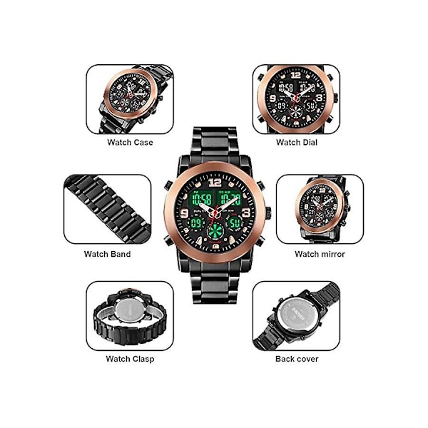 Herr 1642 Multifunktionell Snygg Mode Oem Friluftsur Klocka Dubbel Tid