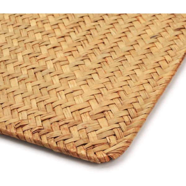 Flettet Bordskåner, 43 x 30 cm, Rektangulære Rattan Bordskåner, Naturlige Havgræs Bordskåner til Middag/Kaffe Bord