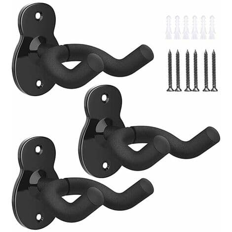Gitarrväggfäste, 3-pack Metallgitarrväggfäste, Gitarrkrokar, Väggfästen för Akustisk Basgitarr, Elgitarr