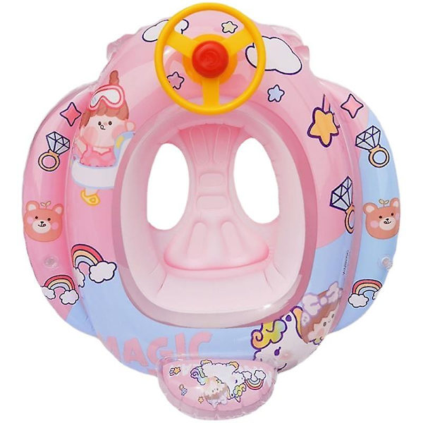Baby oppustelig pool flydering havfrue mønster svømme flyde båd med rat horn til børn sæde spædbarn båd pool ring sommer oppustelig Pink Summer Fun