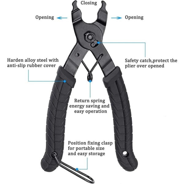 Chain Pliers, Chain Link Pliers Tool Missing Link Chain Pliers 2 in 1 Clamp Opener Closer / Bike Chain Tool Compatible w