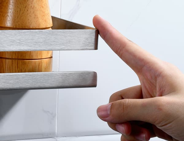 Vægmonteret opbevaringsstativ, 304 rustfrit stål stativ, multifunktionsstativ til køkkenudstyr (sort 23cm)