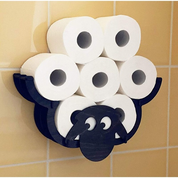 BETT Væghængt Toiletpapirholder i Træ - Får Design - Sort
