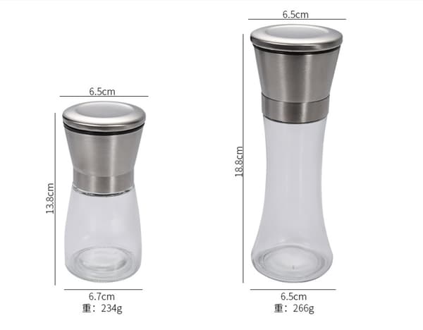 Peberkværn Glasflaske Slibeflaske (180 ml Kort Sort Plast),
