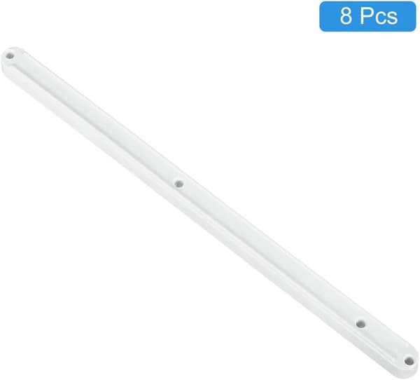 Skuffeskinner, 8 stk. 300 mm - Plastskuffeskinner, sidemonterede rillede styreskinner til møbelskuffer (hvid)