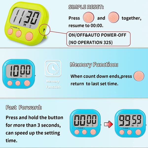 Lærerens Klasserom Timer - Stor Magnetisk Digital Timer - Sett med 2