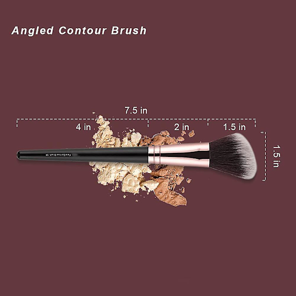 Contourbørste, Premium Blush Bronzer Ansigtsmakeup Børstesæt, Perfekt til Kind Næse Blanding Konturering Classic Black