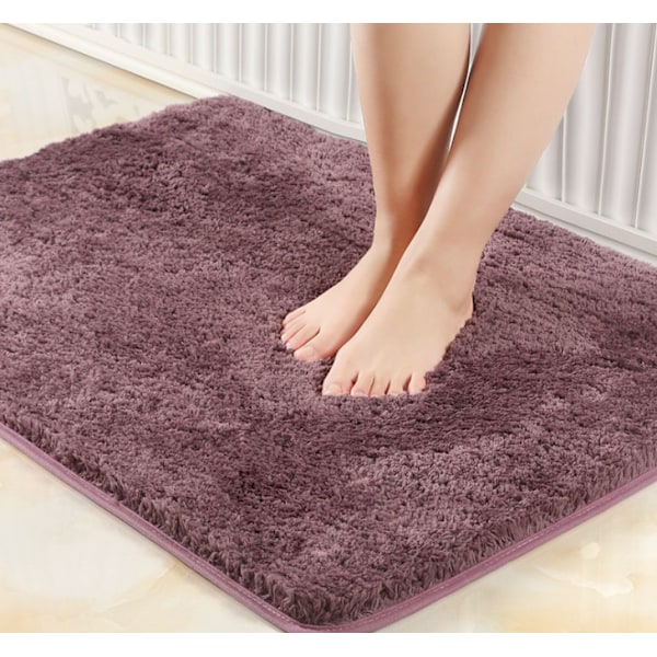 Tykke gulvmåtter, absorberende husholdningsmåtter til badeværelser, skridsikre måtter (Brun-lilla tykkelse 3 cm, 60 cm × 90 cm)