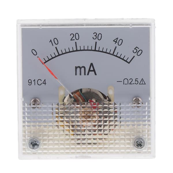 DC Amperemeter Analog Panel Meter Amp Meter Strømmåler Pindtype 0-20mA 4.3 x 4.3 x 3.5cm 0-50mA