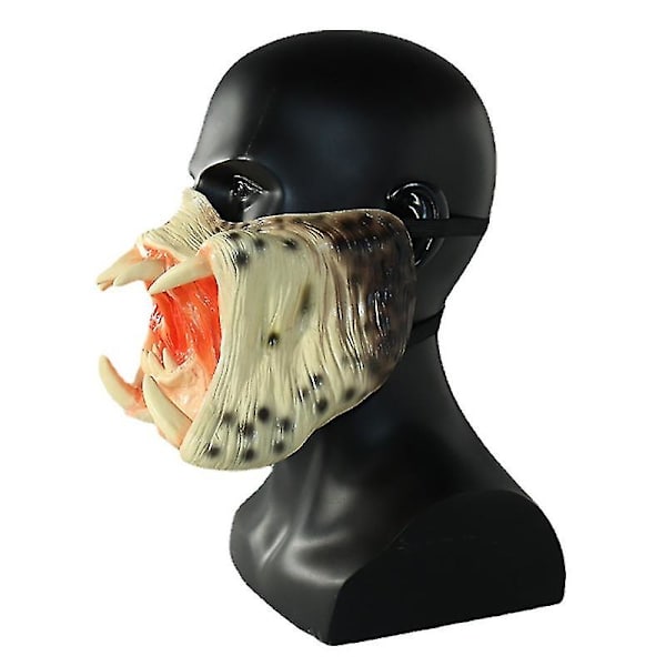 Latex Halvmask Predator Mask Läskig Halloweenfest Rekvisita Cosplay Kostym Rollspel För Vuxen Unisex Presenter