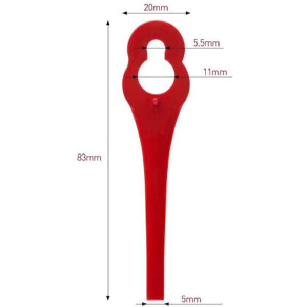 Pakke med 100 plastblader til gresstrimmere – Kompatibel med Florabest 20 A1, FAT 18B2, FAT 18B3