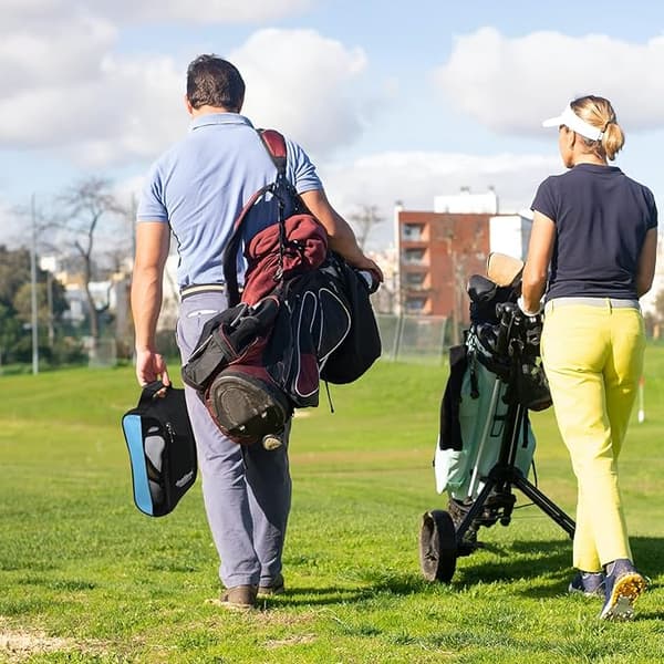 1 blå golfskobag, utomhusresor med blixtlås, vattentät och