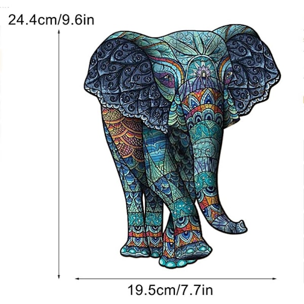 A5 Blommig Elefant Djur Pussel Utan Skarvning Fullt Ark Färg Linden Djur Pussel - Unik Form Pussel