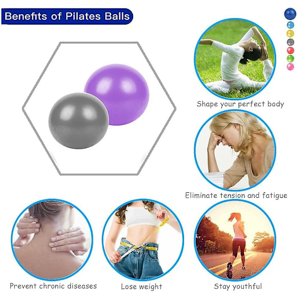 Mini træningsbold, yogaboldpilatesbold, kernetræning og fysioterapi, forbedrer balance Grey Purple