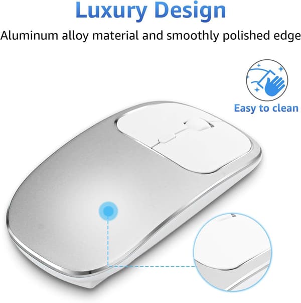 1 stk Oppladbar Dobbelmodus 2.4G Bluetooth Trådløs Mus