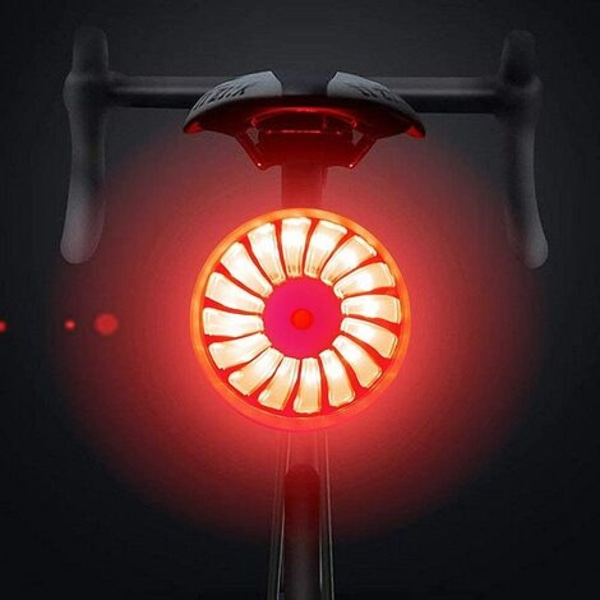 Cykelbaglygte, Smart Brake USB Genopladelig cykelbaglygte, 5 lystilstande Højintensiv rød cykelbaglygte