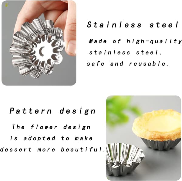 25-dele kageforme i rustfrit stål, cupcakeforme, minitærteforme, muffinforme, genanvendelige kageforme, non-stick