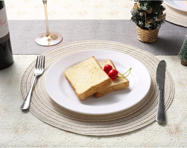 36 cm (Beige) Bordstabletter, Rund PP Flätad Bordstablett Set om 6
