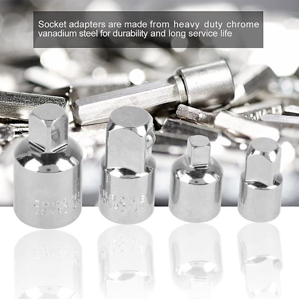Piao 4-pack Socket Adapter och Reducer, Krom-Vanadium Stål Impact Adapter Reducers, Skiftnyckel Adapter Socket Adapter