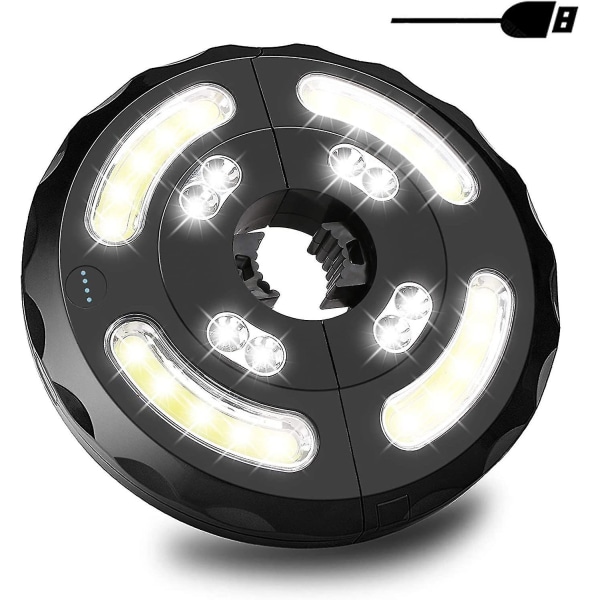 Havelyslampe med 28 LED'er - Patio-parasollampe med 3 lysstyrkeindstillinger - USB-opladelig - Til campingtelt