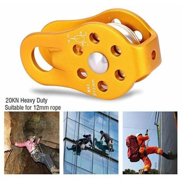 Kiipeilyköyden rulla 20KN Kiipeilyrulla Keltainen Alumiini-Magnesiumseos Kiinteä rulla
