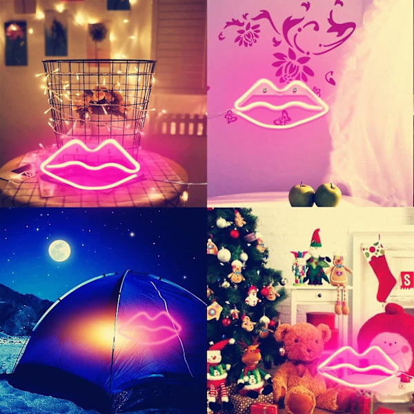 LED Neonbokstäver Läppar (Rosa),