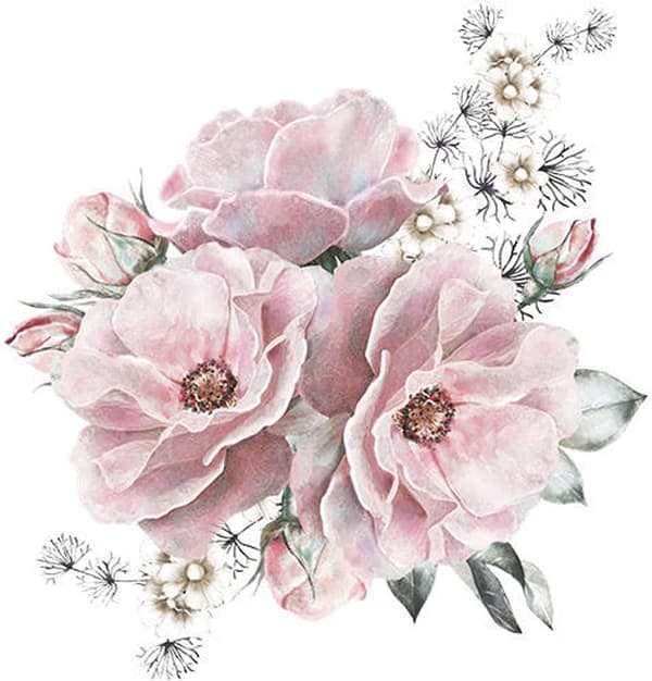 Pion Blomma Väggdekaler, Vintage Blomma Väggdekaler